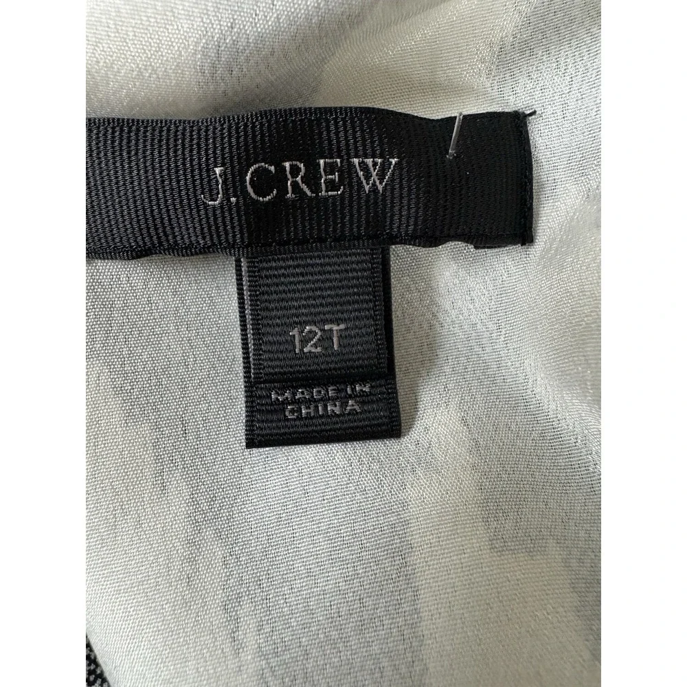 J Crew Women's Black Ivory Silk Ikat Flutter Sleeve Career Dress 12T Classic